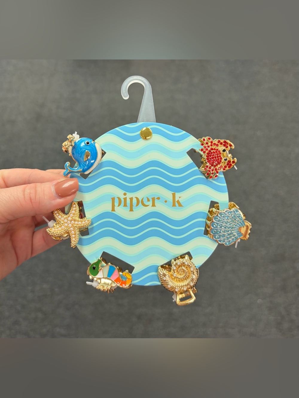 Piper K Sea Life Decorative Hair Clips - Blue, Red, Gold, Green, Coral (Small)
